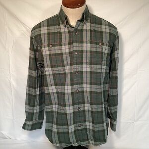 Duluth Trading Co Men’s Green and Gray Plaid Flannel shirt size medium